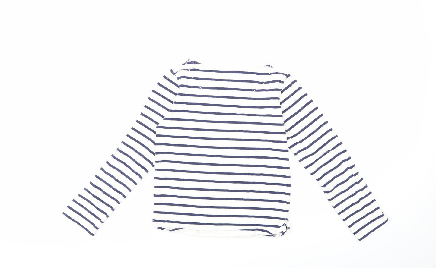John Lewis Girls White Striped  Basic T-Shirt Size 11 Years