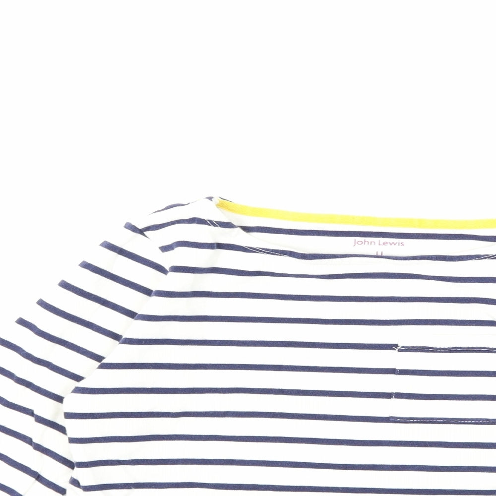 John Lewis Girls White Striped  Basic T-Shirt Size 11 Years