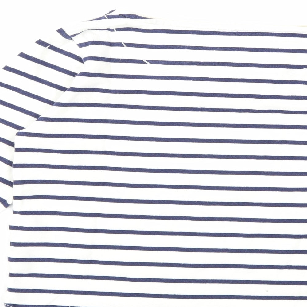 John Lewis Girls White Striped  Basic T-Shirt Size 11 Years