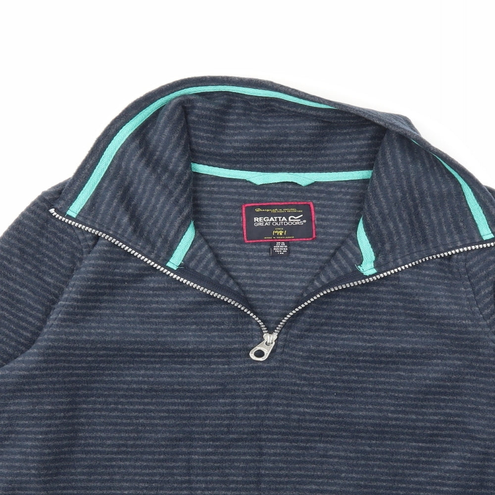 Regatta Womens Blue Striped Fleece Jacket Coat Size 12