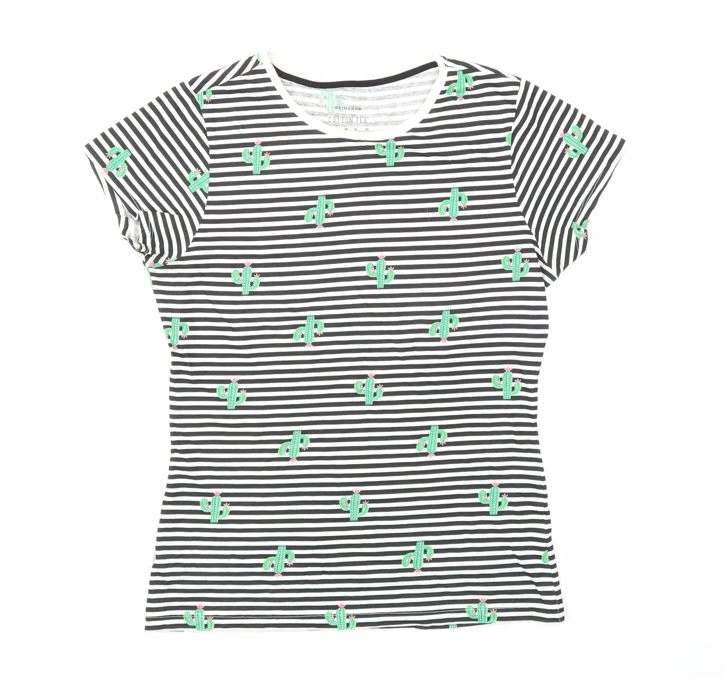 Primark Womens Black Striped  Basic T-Shirt Size 10