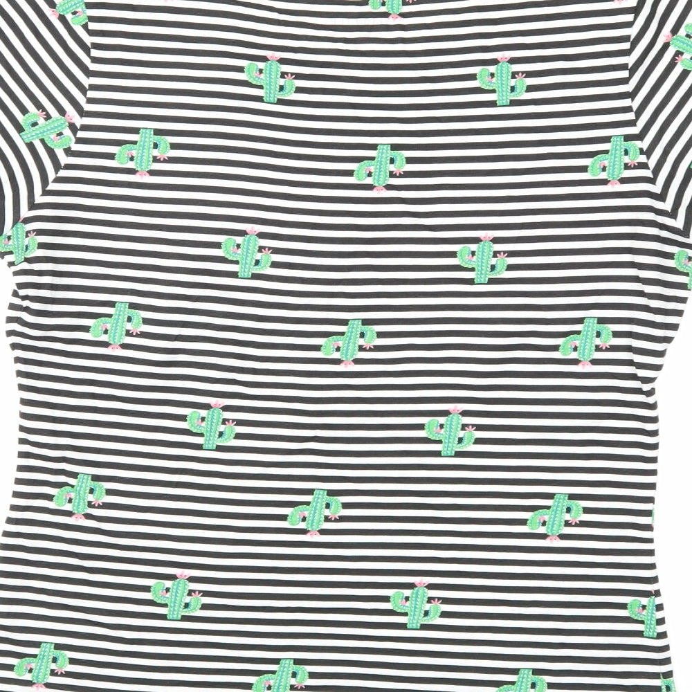 Primark Womens Black Striped  Basic T-Shirt Size 10