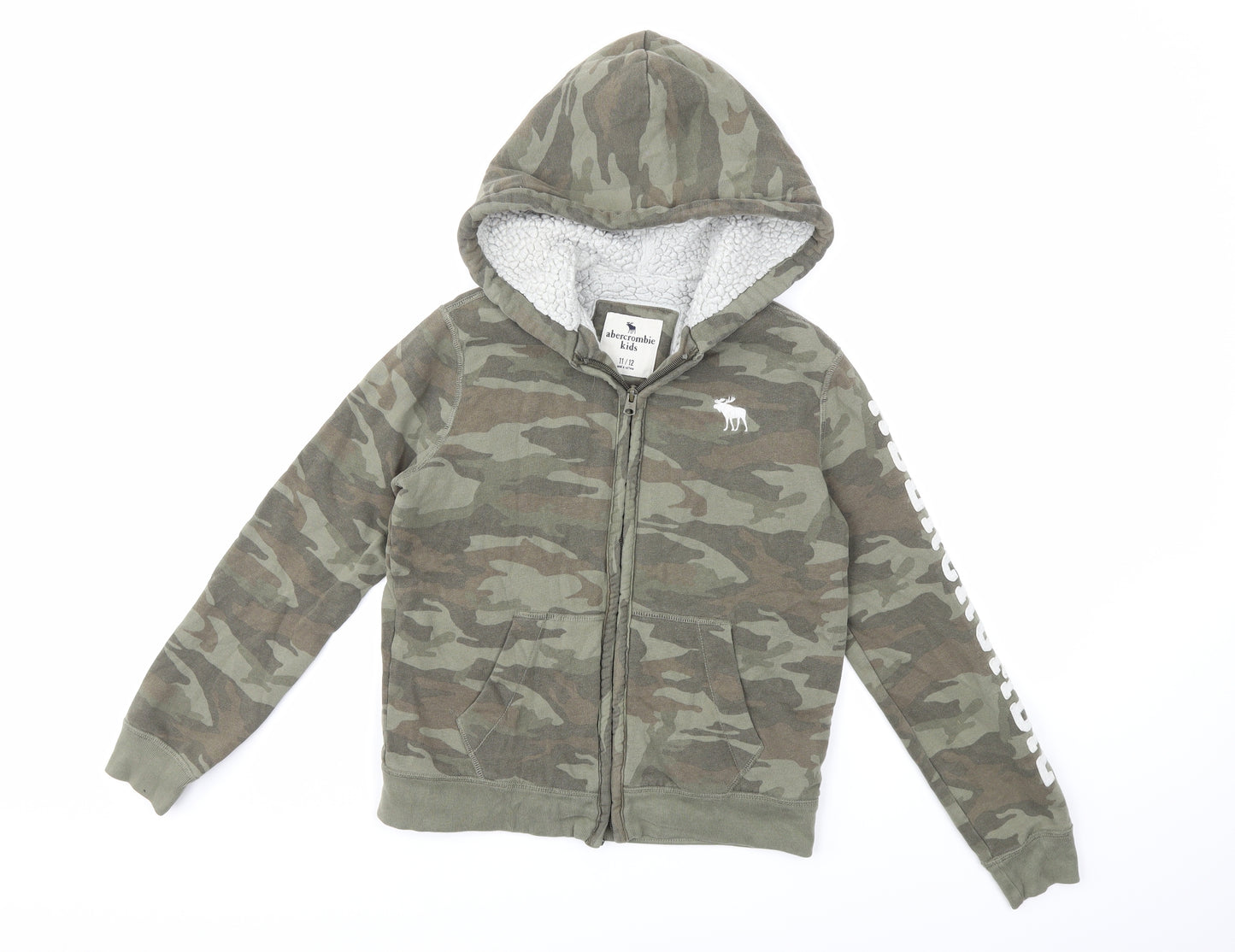 Abercrombie & Fitch Boys Green Camouflage  Pullover Hoodie Size 11-12 Years