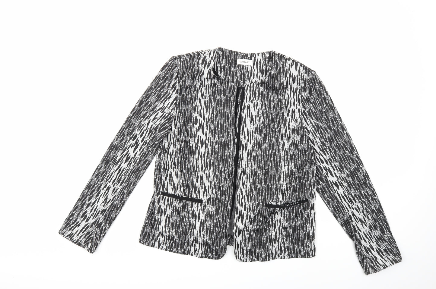 Damart Womens Grey Animal Print  Jacket Blazer Size 16