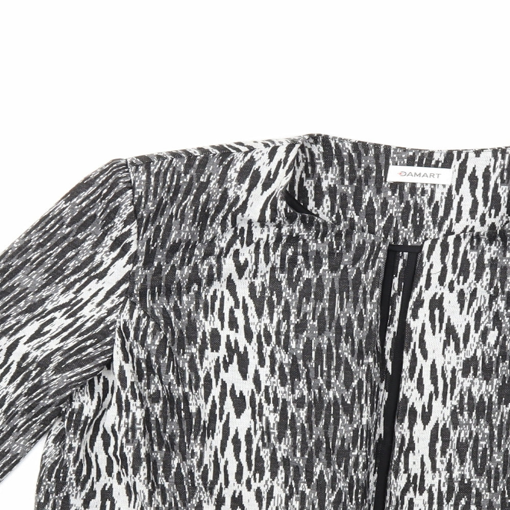 Damart Womens Grey Animal Print  Jacket Blazer Size 16