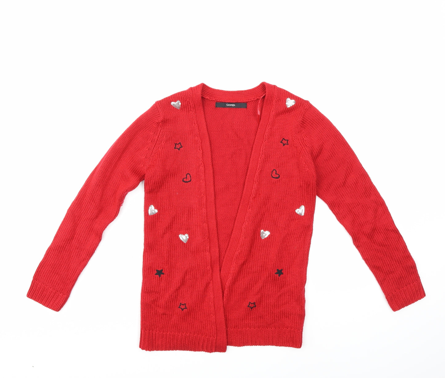 George Girls Red   Cardigan Jumper Size 7-8 Years