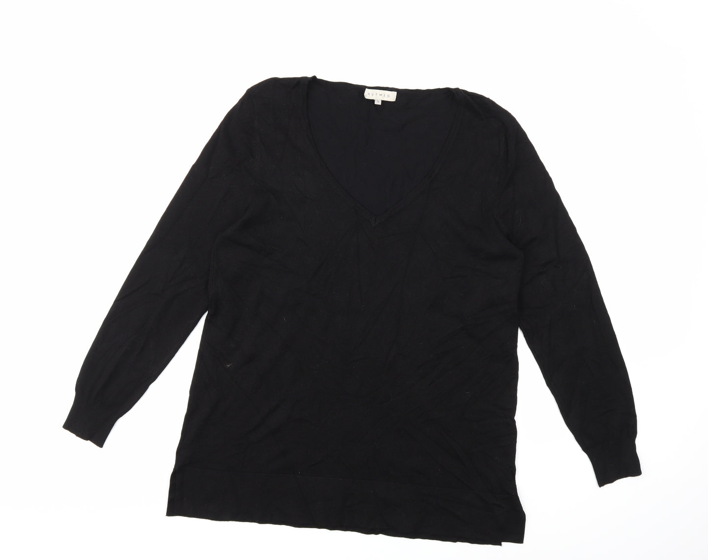 Nutmeg Womens Black  Knit Pullover Jumper Size 16