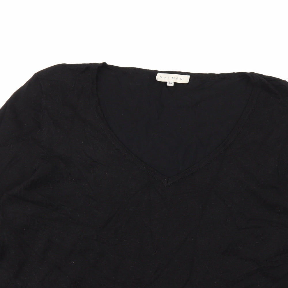 Nutmeg Womens Black  Knit Pullover Jumper Size 16