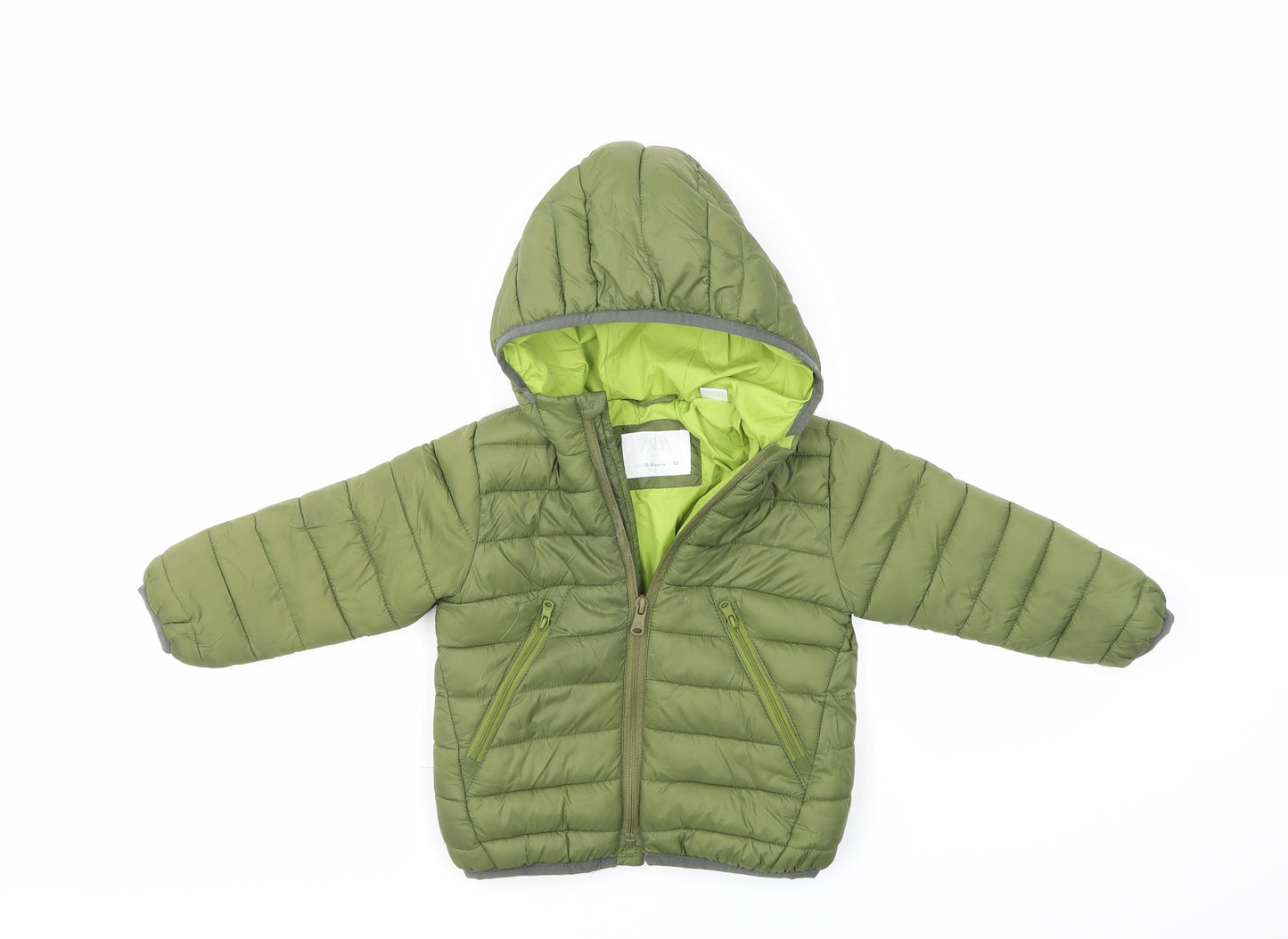 Zara Baby Grey  Ramie Puffer Jacket Cape Size 18 Months