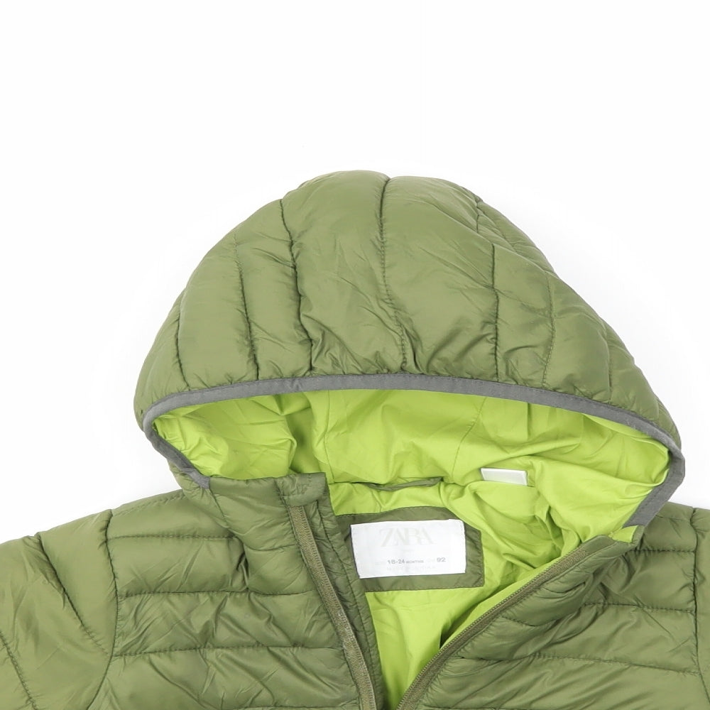 Zara Baby Grey  Ramie Puffer Jacket Cape Size 18 Months