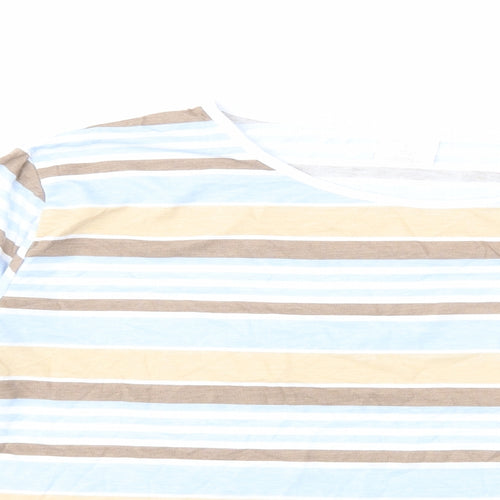 Anne De Lancay Womens Blue Striped  Basic T-Shirt Size XL
