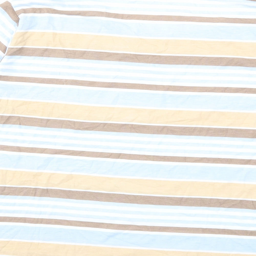 Anne De Lancay Womens Blue Striped  Basic T-Shirt Size XL