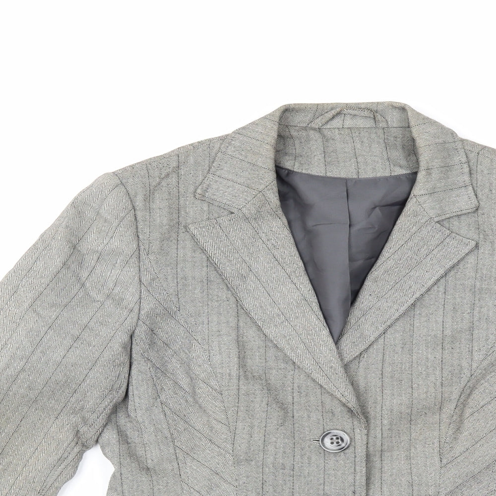 Dorothy Perkins Womens Grey Striped  Jacket Blazer Size 8