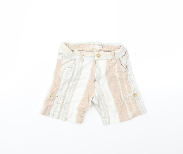 Preworn Baby Beige Striped  Cropped Trousers Size 12 Months