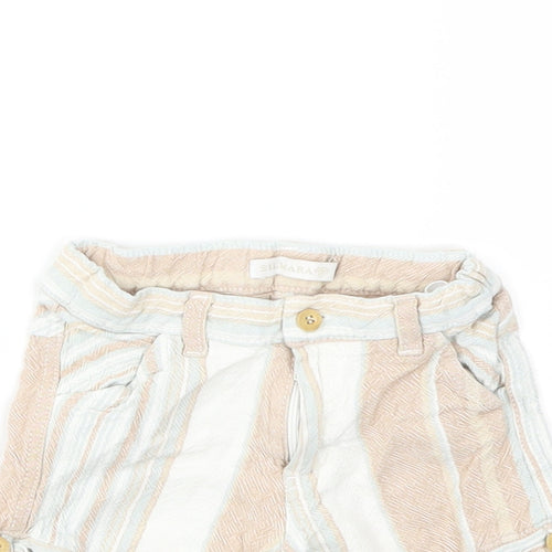 Preworn Baby Beige Striped  Cropped Trousers Size 12 Months