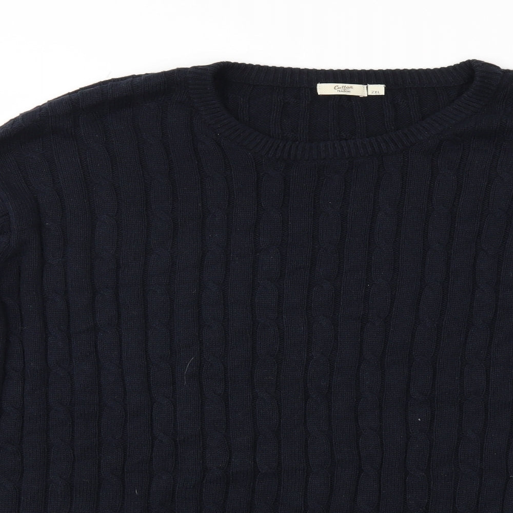 Cotton Traders Mens Blue  Knit Pullover Jumper Size 2XL