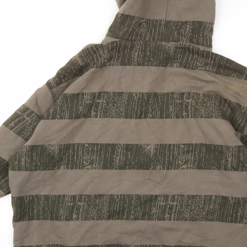 Cedar Wood State Mens Green Striped  Pullover Hoodie Size L