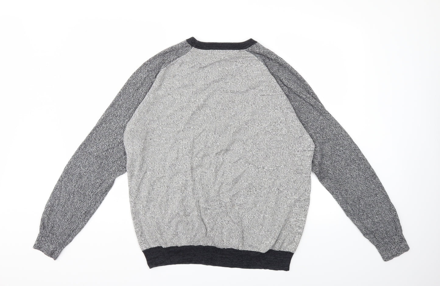 Easy Mens Grey  Knit Pullover Jumper Size L