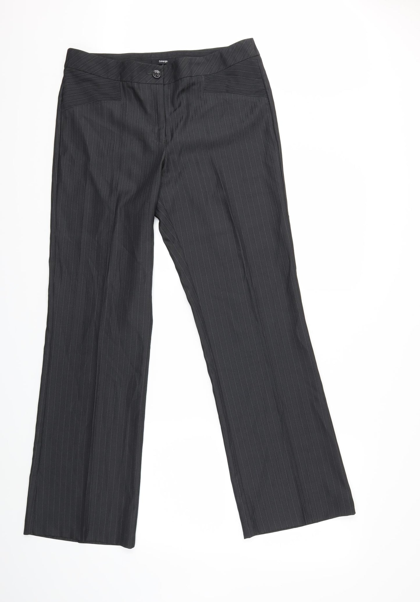 George Womens Black Striped  Trousers  Size 12 L31 in