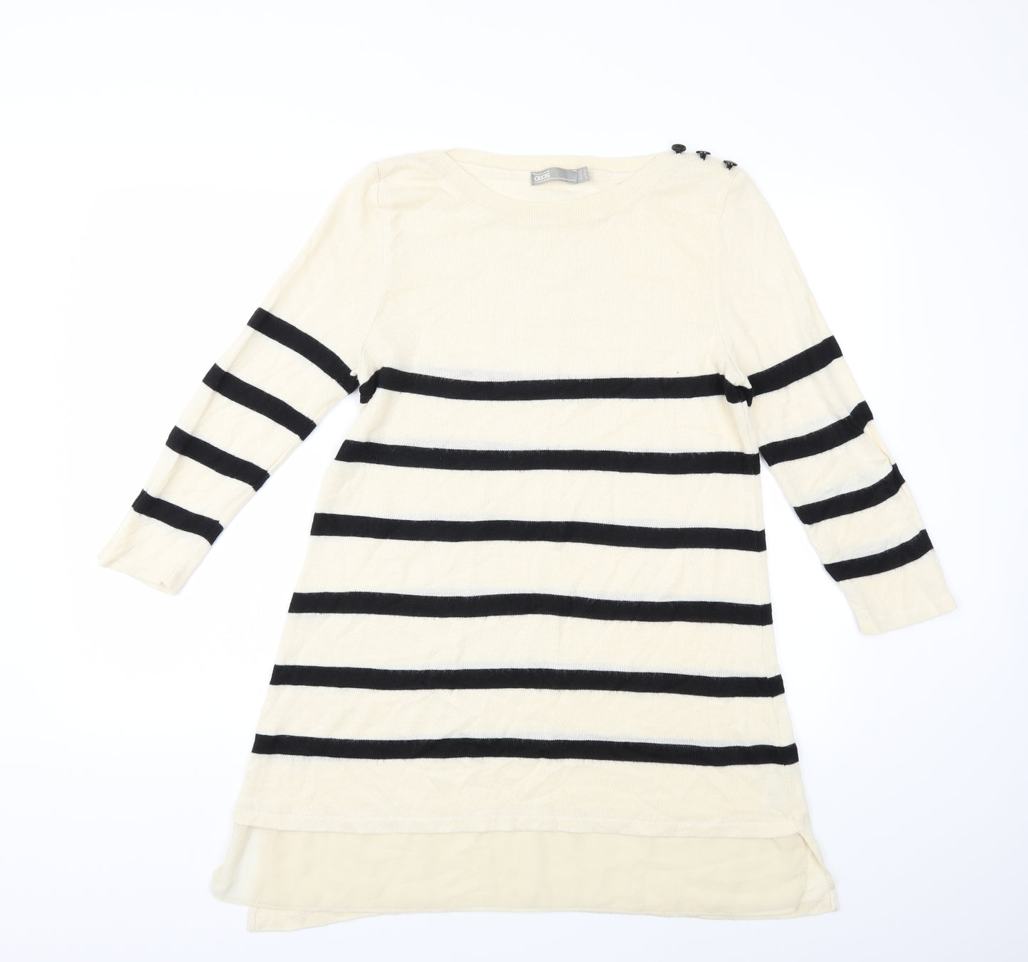 ASOS Womens White Striped Knit Pullover Jumper Size 12