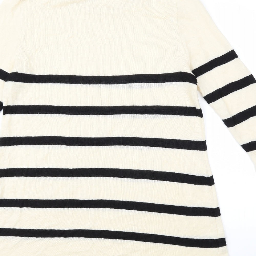 ASOS Womens White Striped Knit Pullover Jumper Size 12