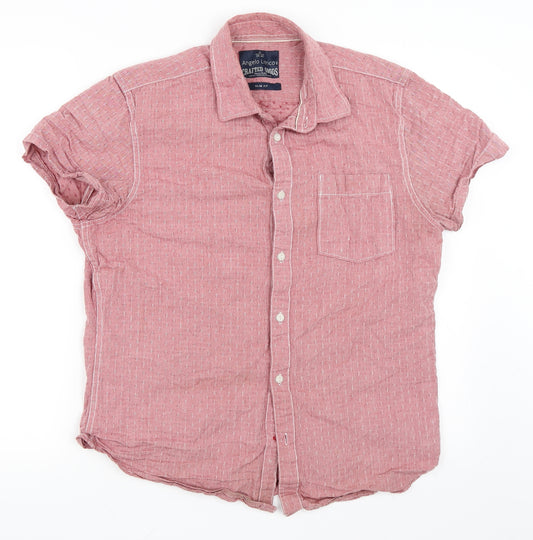 Front view of Angelo Litrico men’s red button-up, size M