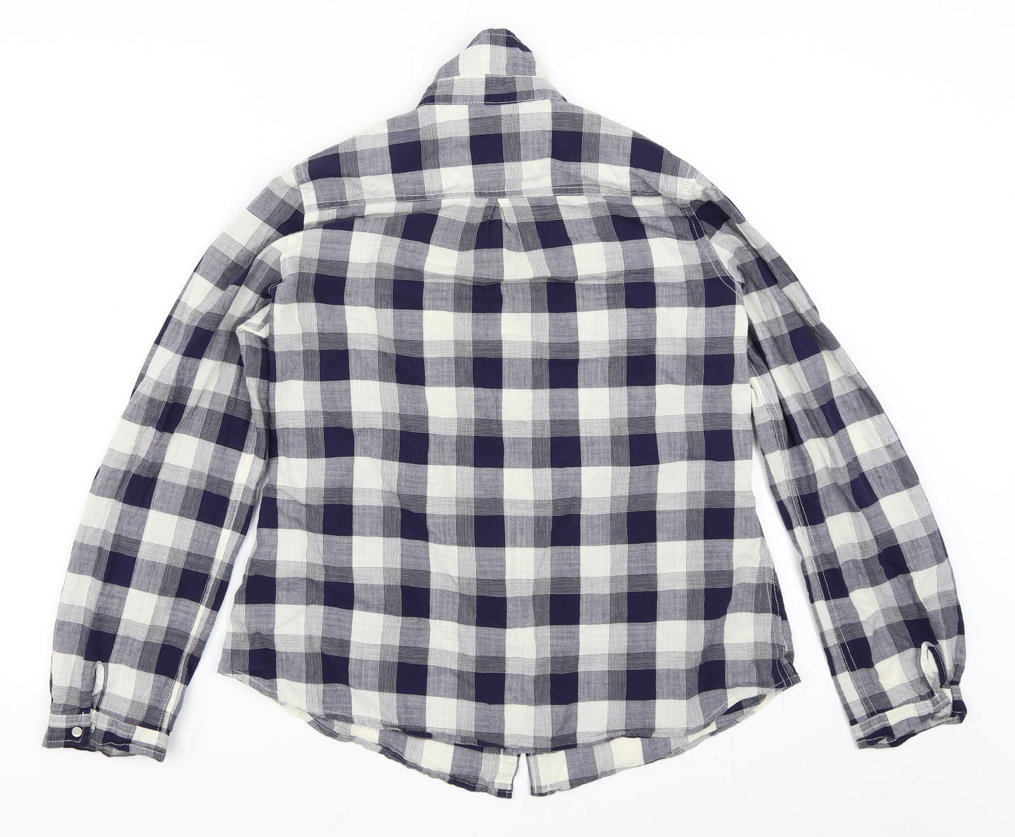 Marks and Spencer Womens Blue Check  Basic Button-Up Size 14