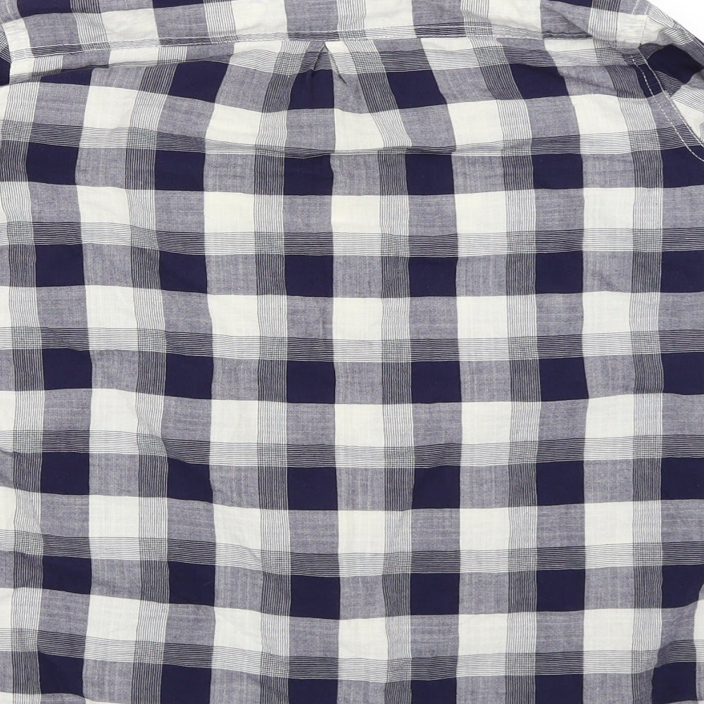 Marks and Spencer Womens Blue Check  Basic Button-Up Size 14