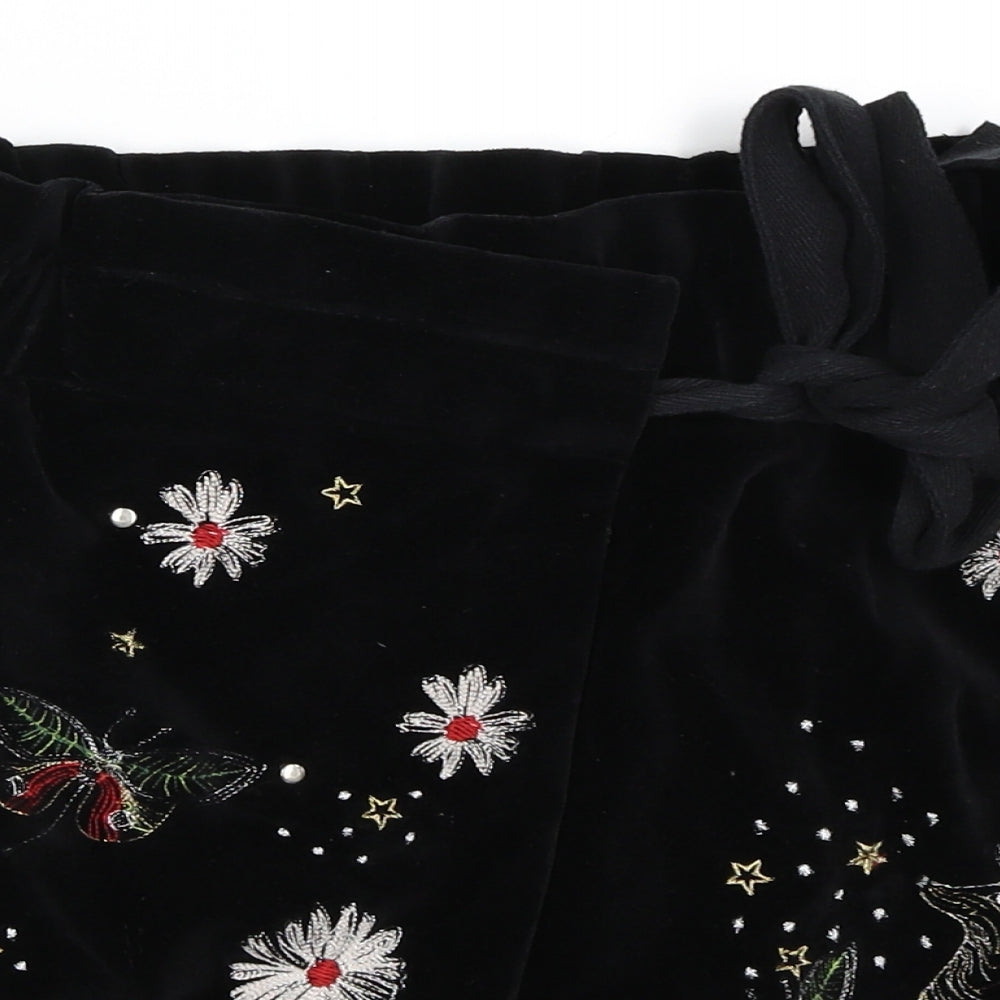 Zara Womens Black  Velvet Mini Skort Size M