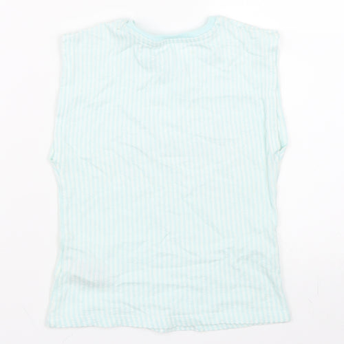 Marks and Spencer Girls Blue Striped  Basic T-Shirt Size 6-7 Years