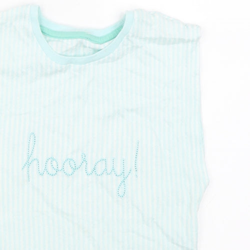 Marks and Spencer Girls Blue Striped  Basic T-Shirt Size 6-7 Years