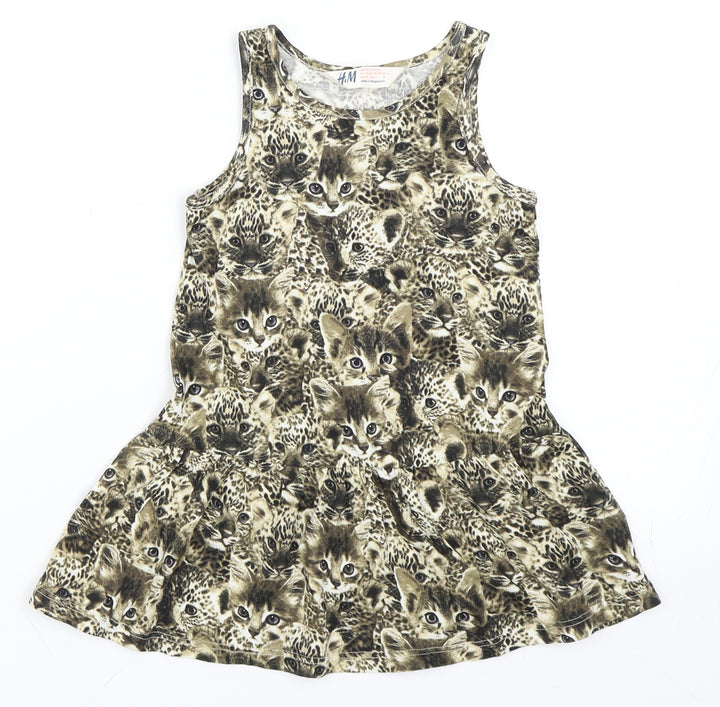 H&M Girls Beige   Shift  Size 18-24 Months  - Cat Dress