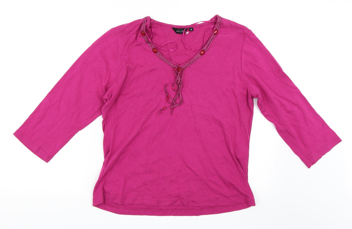 Two Tone Womens Purple   Basic T-Shirt Size 18