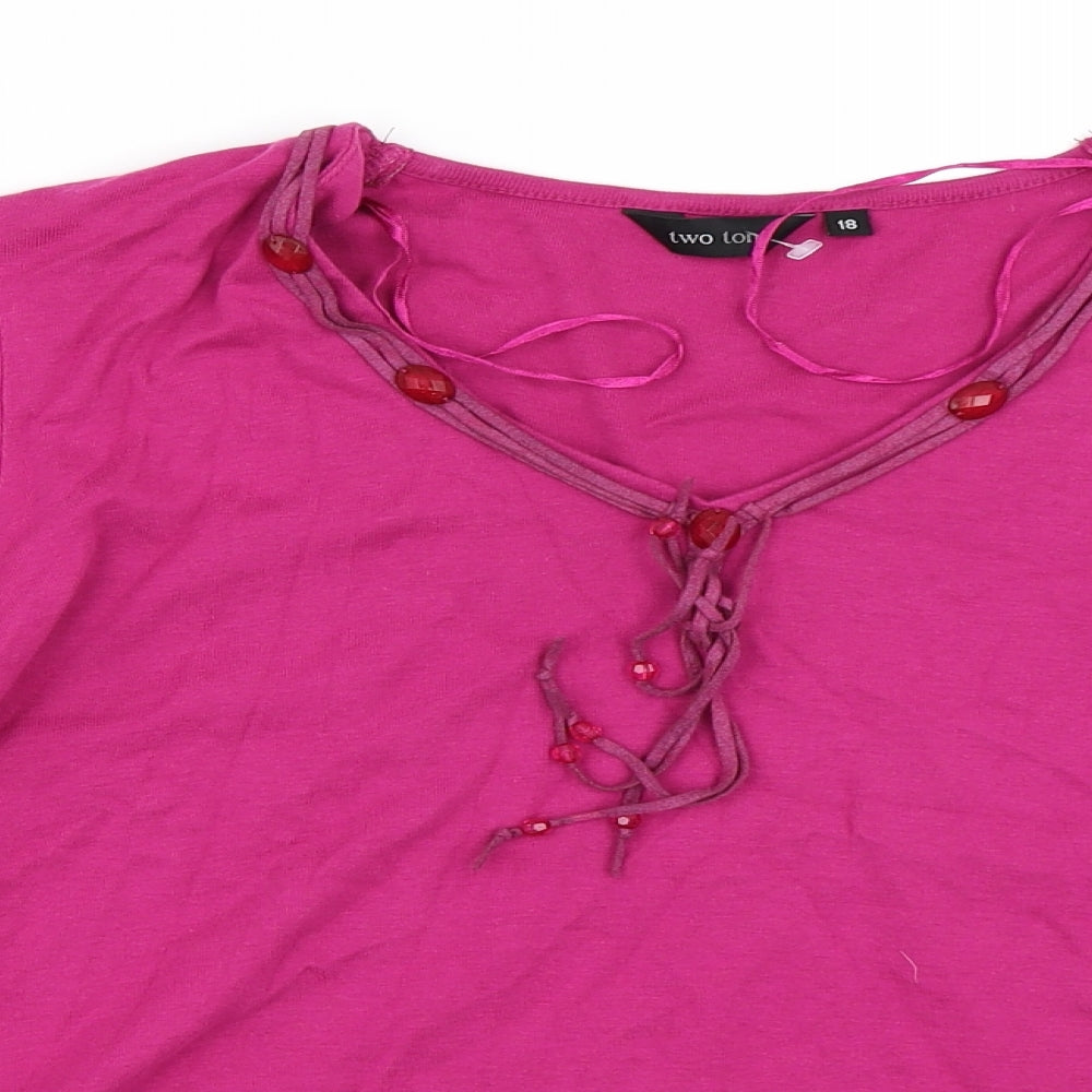 Two Tone Womens Purple   Basic T-Shirt Size 18
