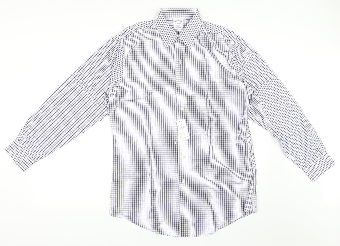 Brooks Brothers Mens Blue Check   Dress Shirt Size 15.5