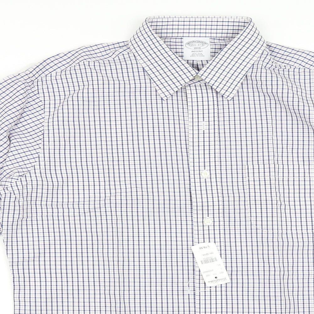 Brooks Brothers Mens Blue Check   Dress Shirt Size 15.5