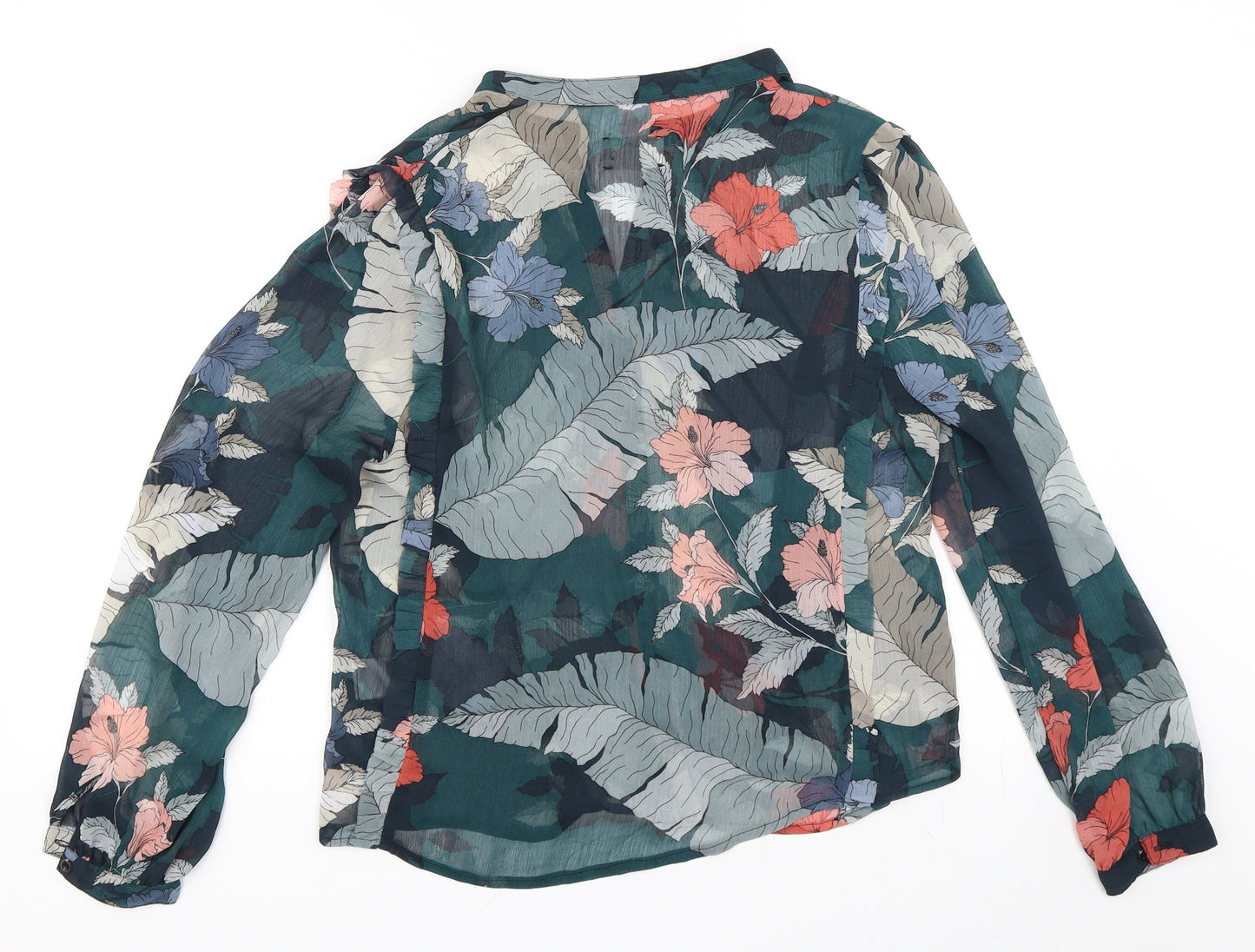 Hush Womens Green Floral  Basic Blouse Size 14