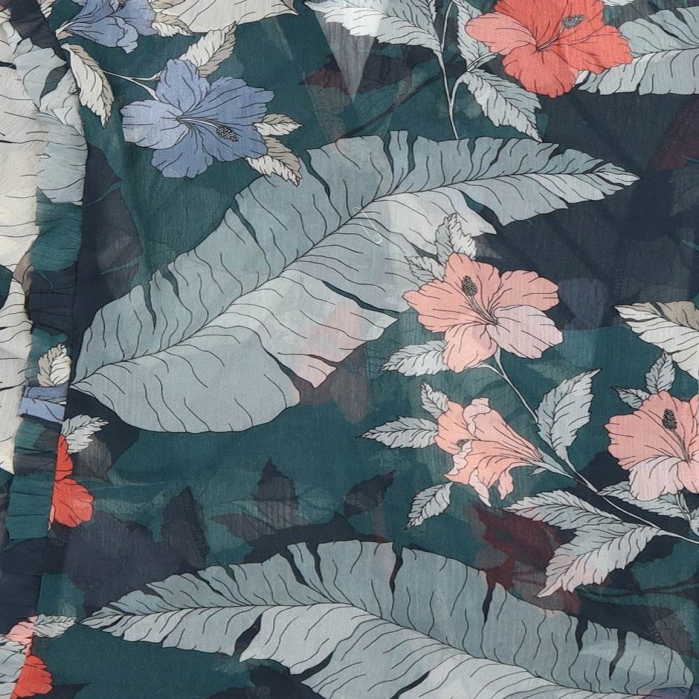 Hush Womens Green Floral  Basic Blouse Size 14