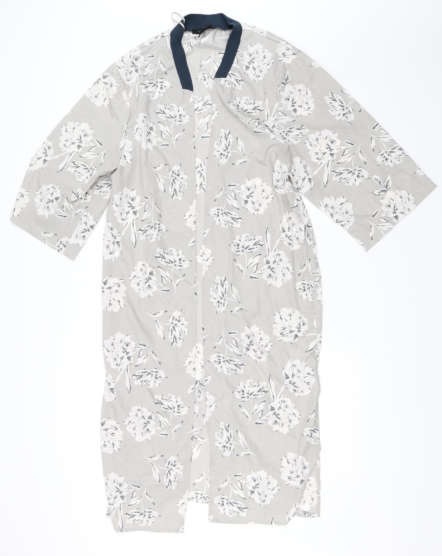 Primark Womens Grey Floral  Cardigan Jumper Size 12  - Kimono