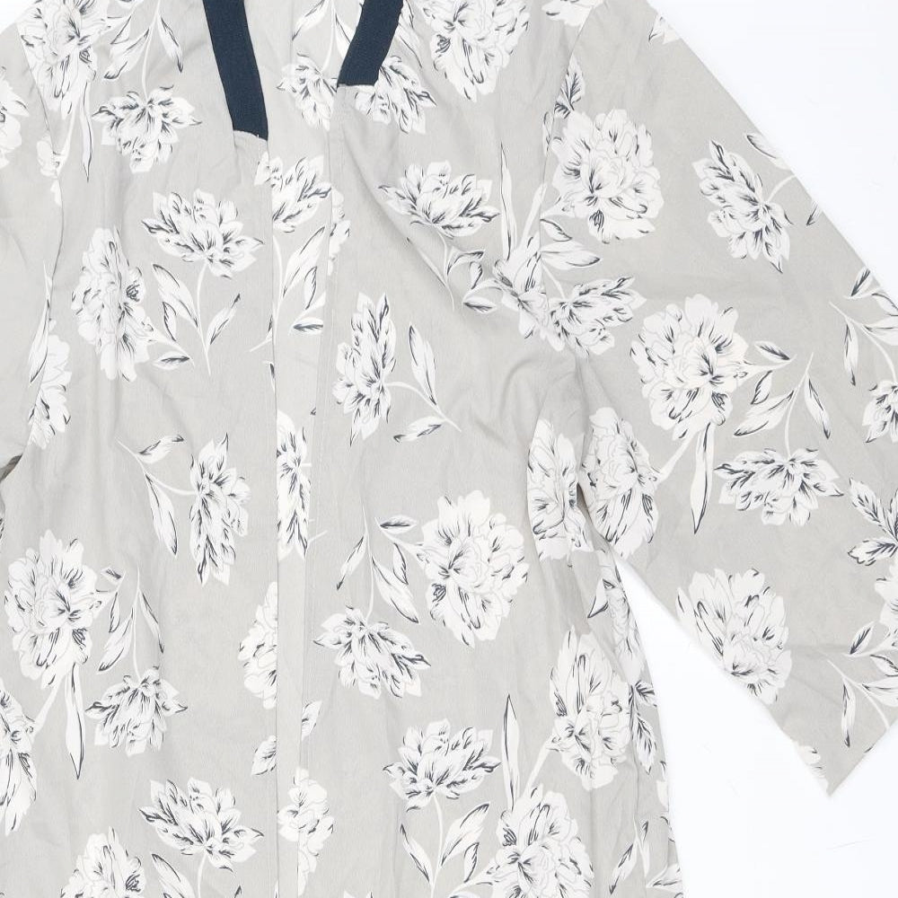 Primark Womens Grey Floral  Cardigan Jumper Size 12  - Kimono