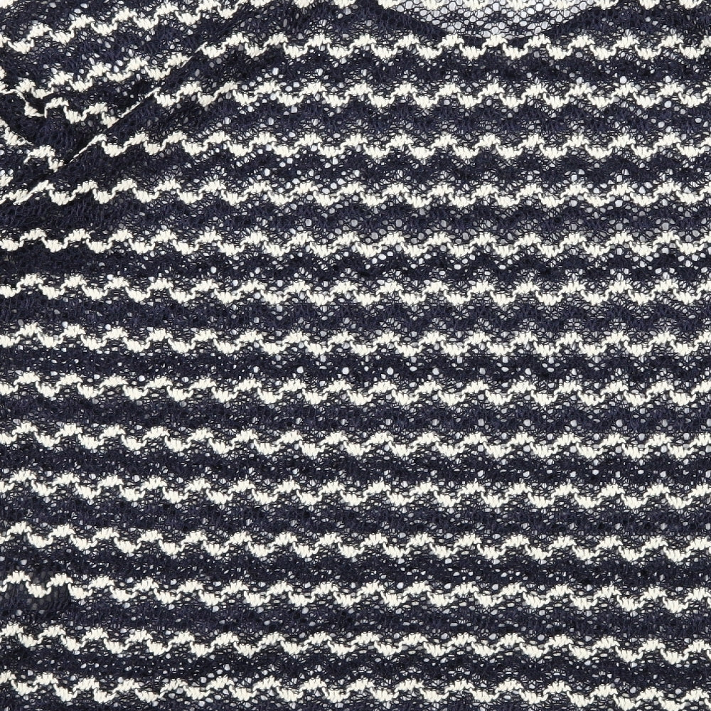 NEXT Womens Blue Striped Crochet Basic T-Shirt Size 10