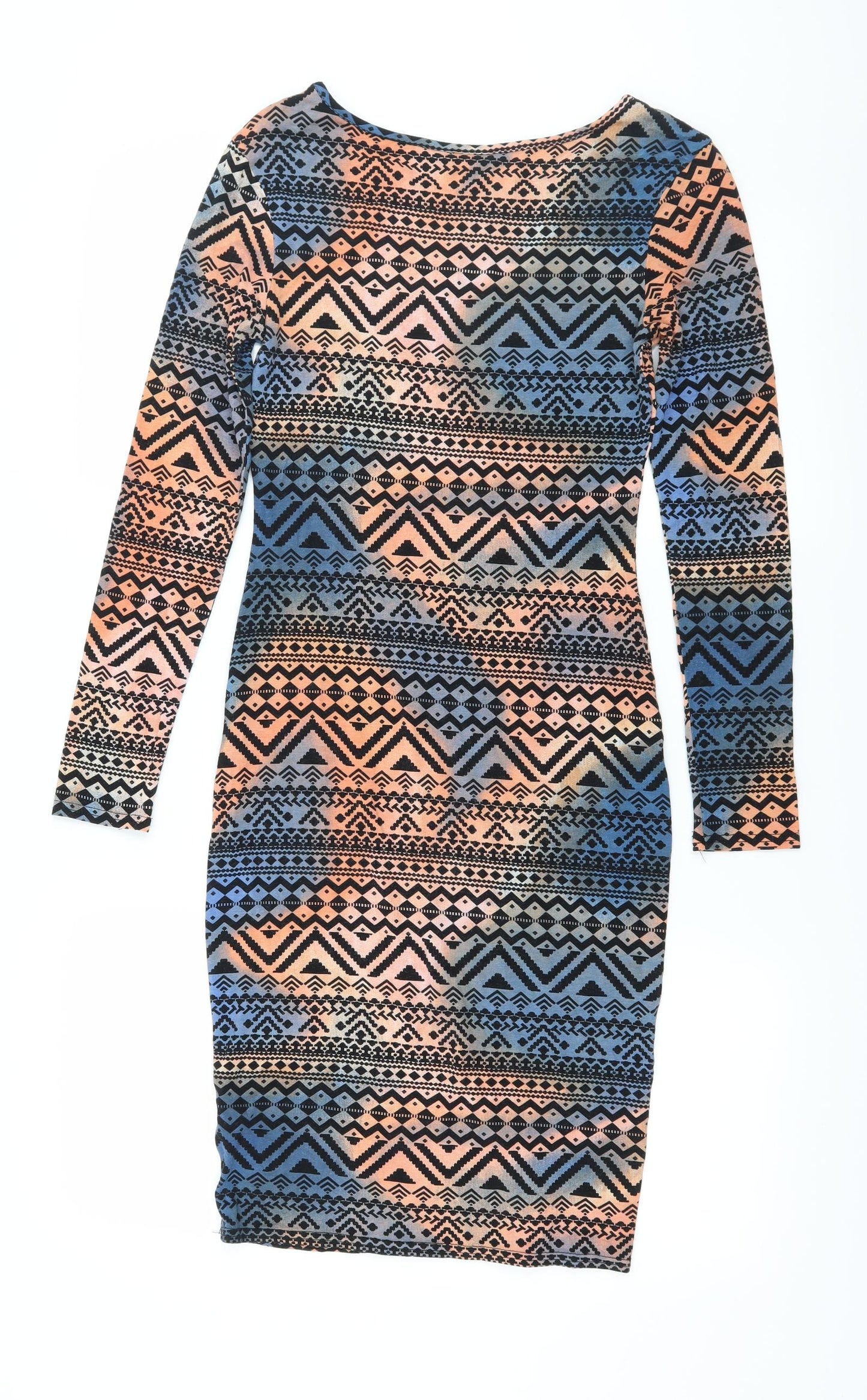 Topshop Womens Multicoloured Geometric Jersey Bodycon  Size 8