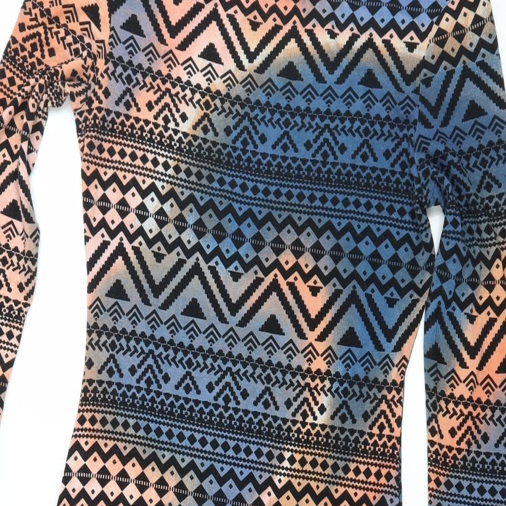 Topshop Womens Multicoloured Geometric Jersey Bodycon  Size 8
