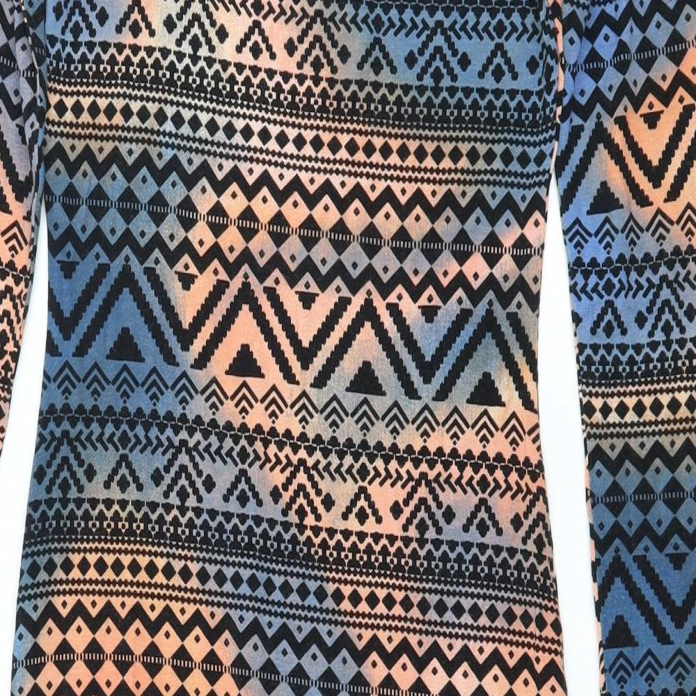 Topshop Womens Multicoloured Geometric Jersey Bodycon  Size 8