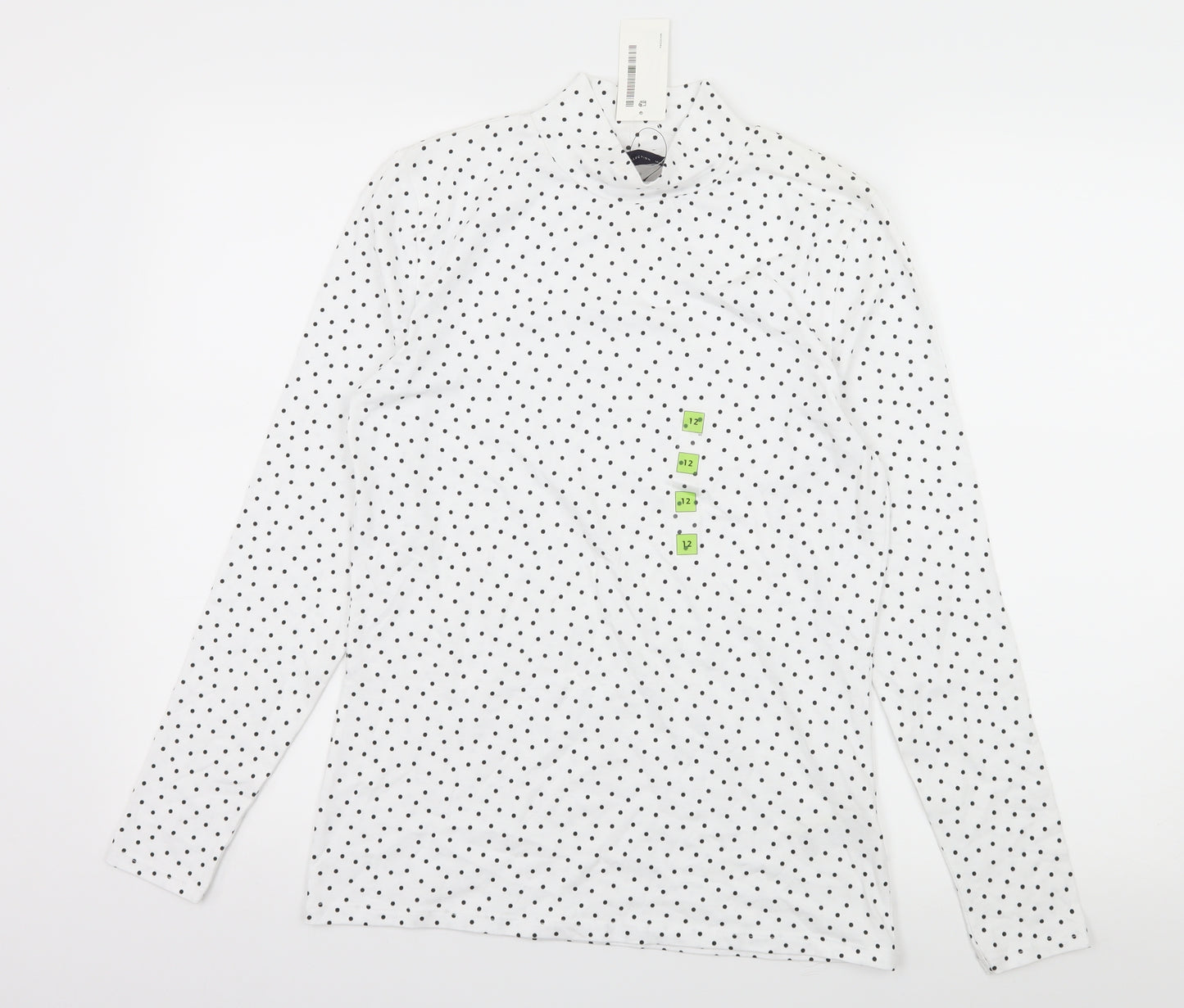 Marks and Spencer Womens White Polka Dot Jersey Basic T-Shirt Size 12