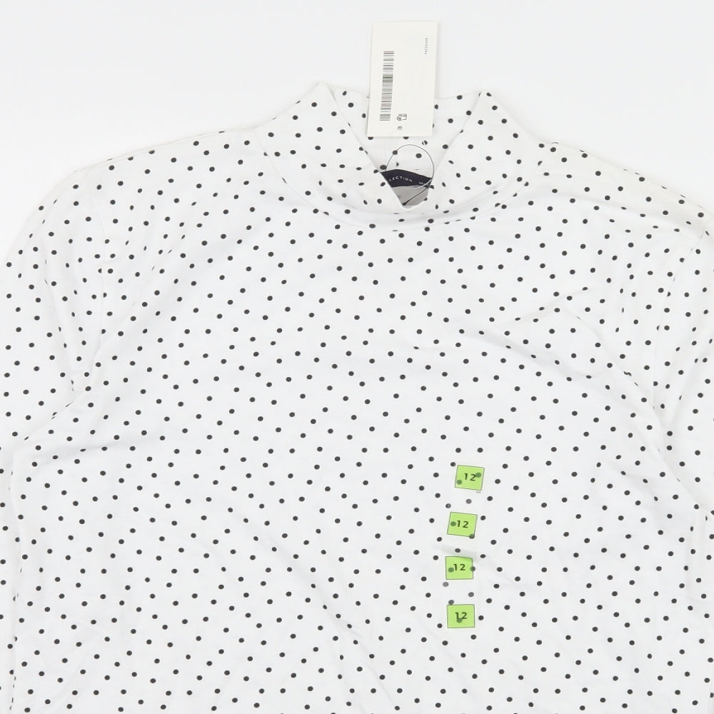 Marks and Spencer Womens White Polka Dot Jersey Basic T-Shirt Size 12