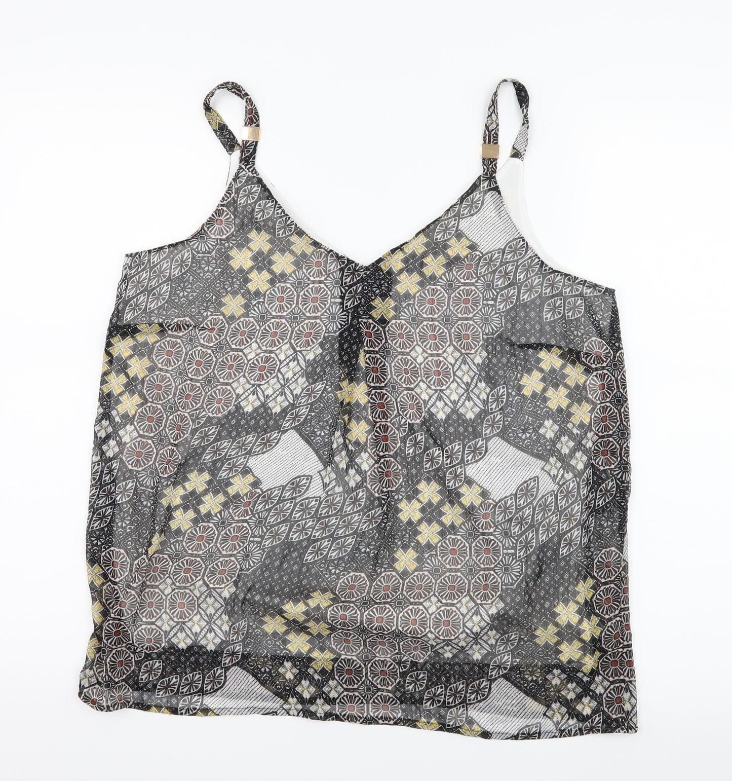 M&Co Womens Black Paisley  Camisole Tank Size 12