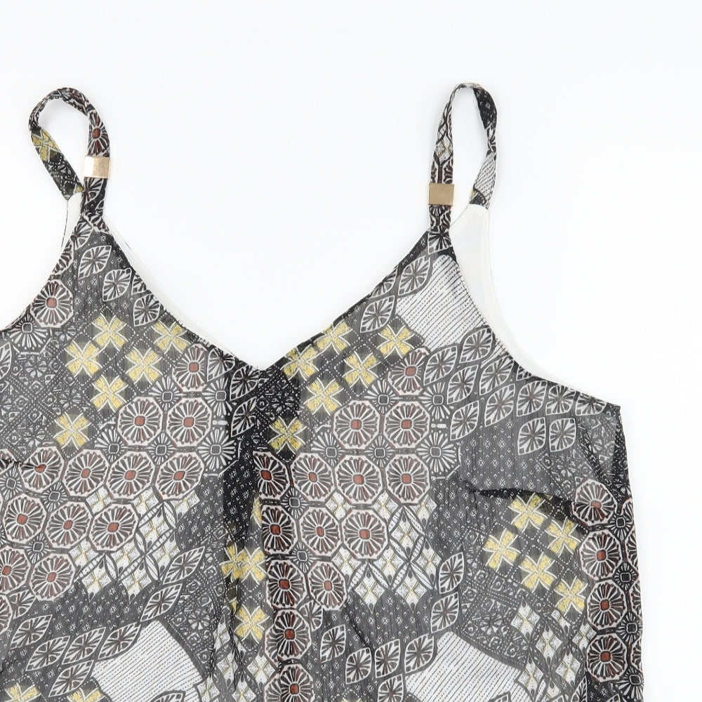 M&Co Womens Black Paisley  Camisole Tank Size 12