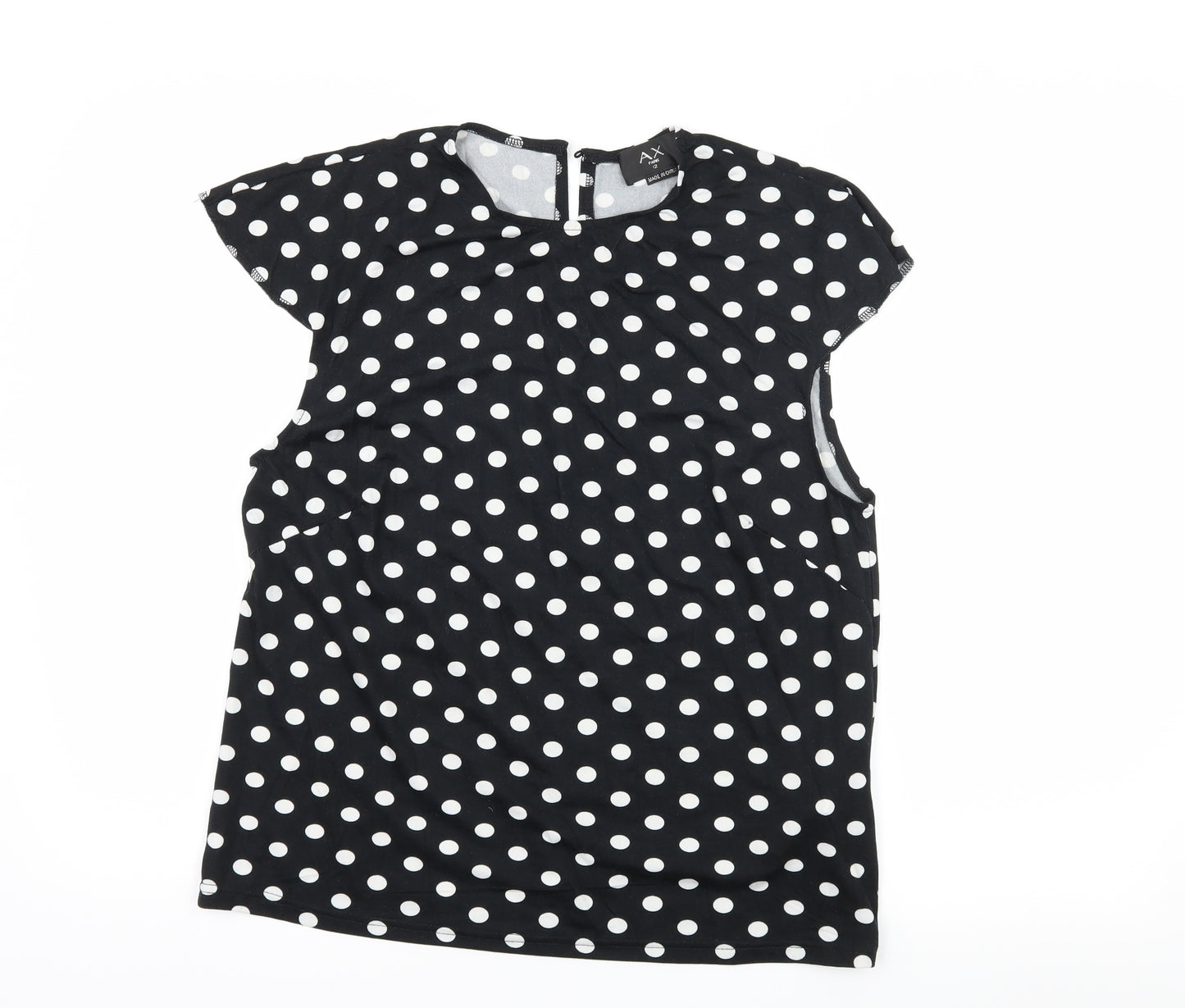AX Paris Womens Black Polka Dot Jersey Basic T-Shirt Size 12