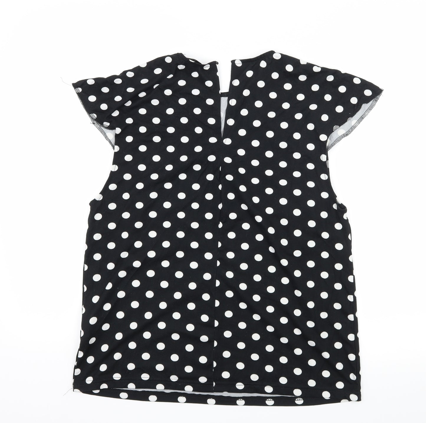 AX Paris Womens Black Polka Dot Jersey Basic T-Shirt Size 12